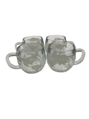 Nestle Nescafe World Globe Mugs Vinttage Set of 4 Collectible Promotional Item